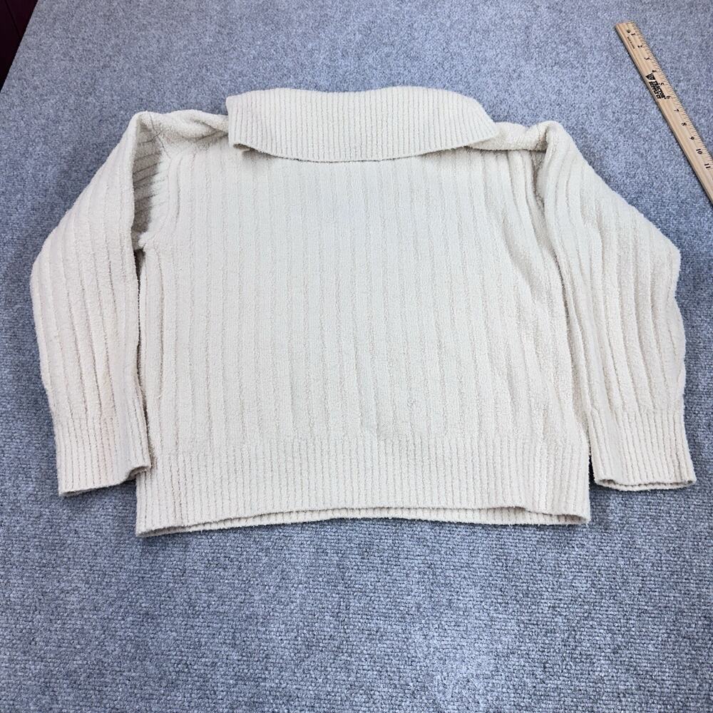 J.Crew Boucle Beach Sweater Womens S Cream Ribbed V Neck Coastal Preppy - Picture 9 of 11